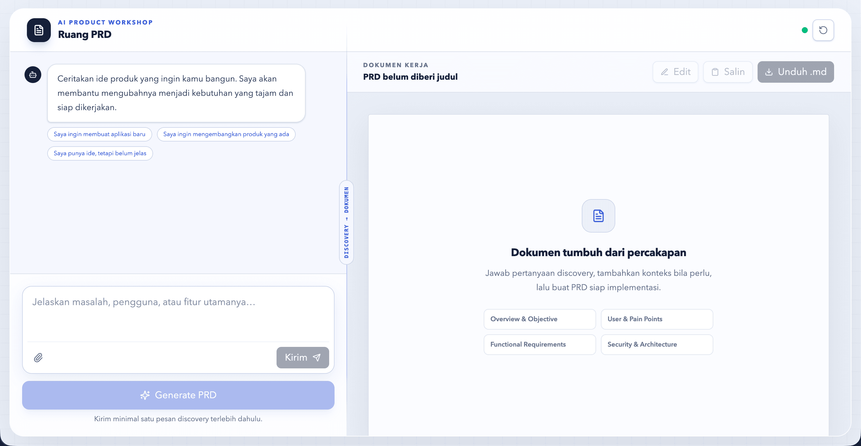 Ruang PRD — AI Product Workshop